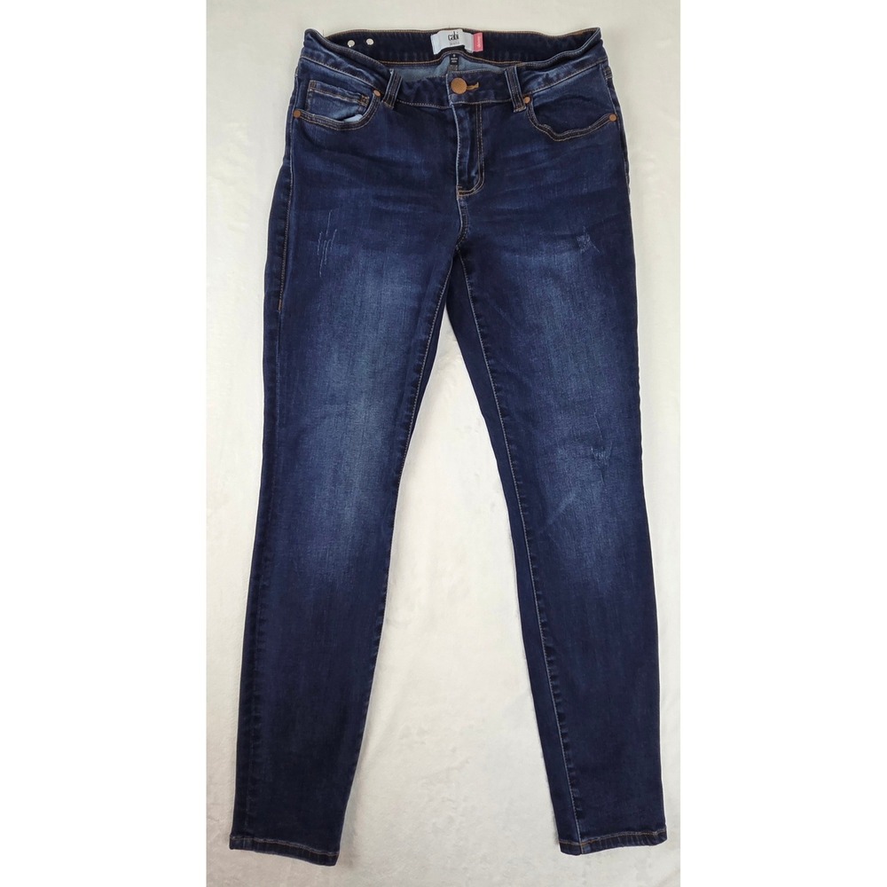 Cabi Skinny Jeans Womens 8 Blue Dark Wash Denim Style 3752‎ Distressed Stretch